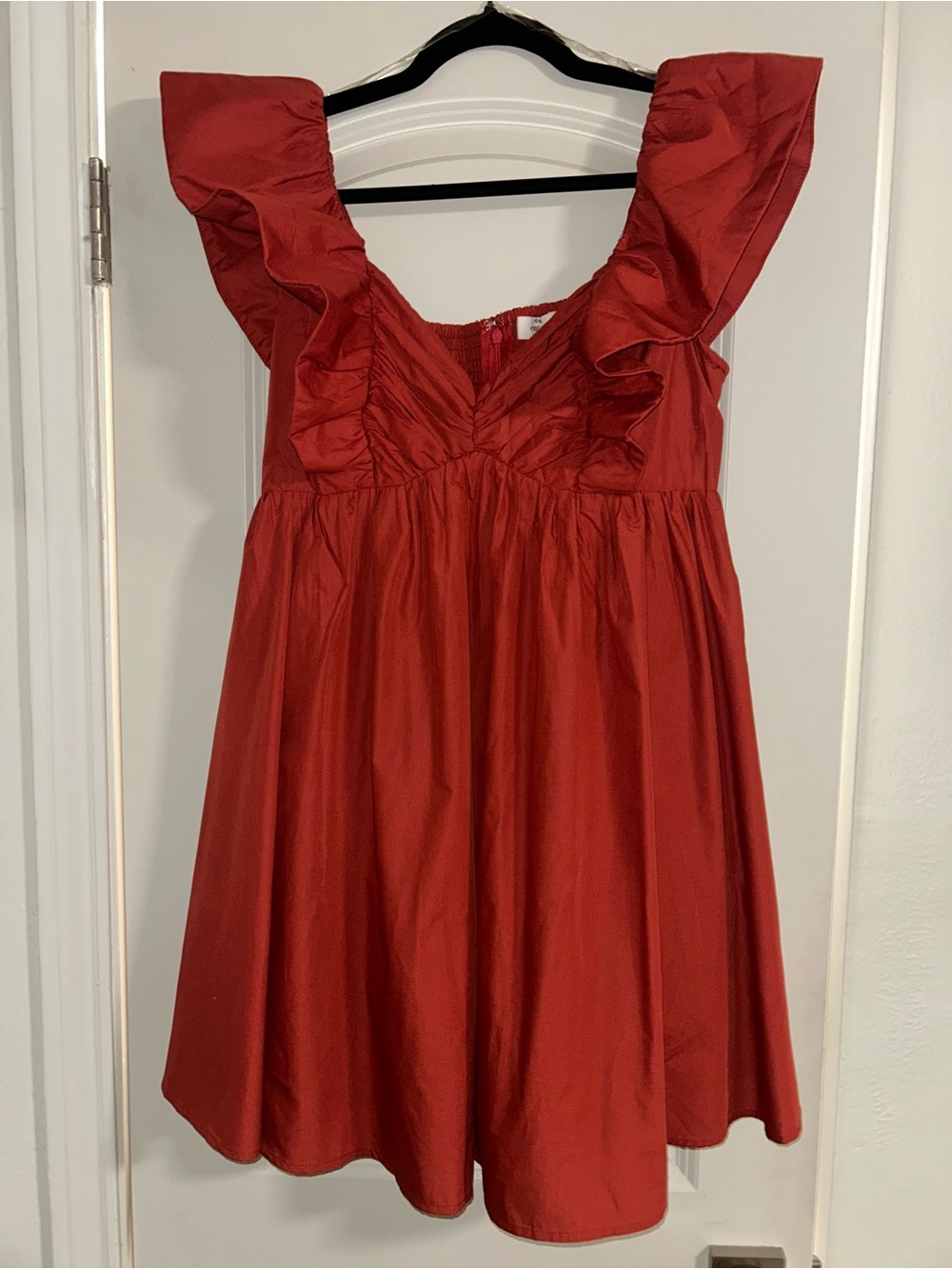 entro Red/Orange Ruffle-Sleeve Mini Dress